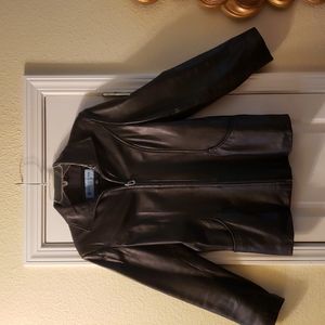 Kenneth Cole Reaction Black Leather Scuba Jacket Size M